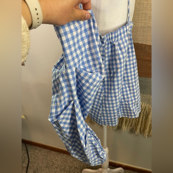 5 for 25 Belle Sky Off the Shoulder Blue Gingham Checkered Strappy 100% Cotto XL - Picture 2 of 6